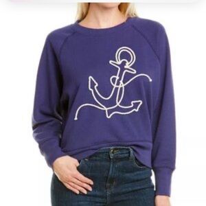 J. Crew Blue Anchor Embroidered Sweater
